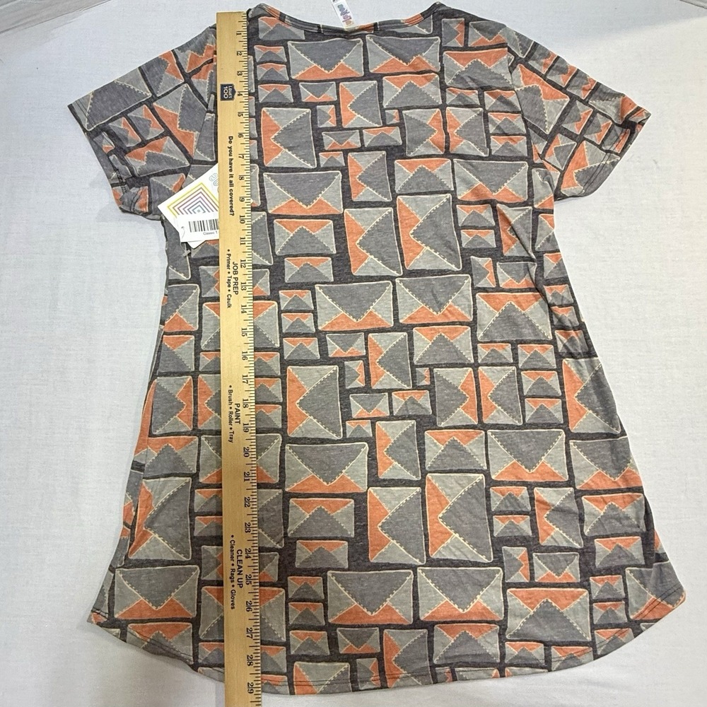 Lularoe Women's T-shirt Gray & Orange Geometric Pattern Short Sleeve Size Large - Picture 5 of 6